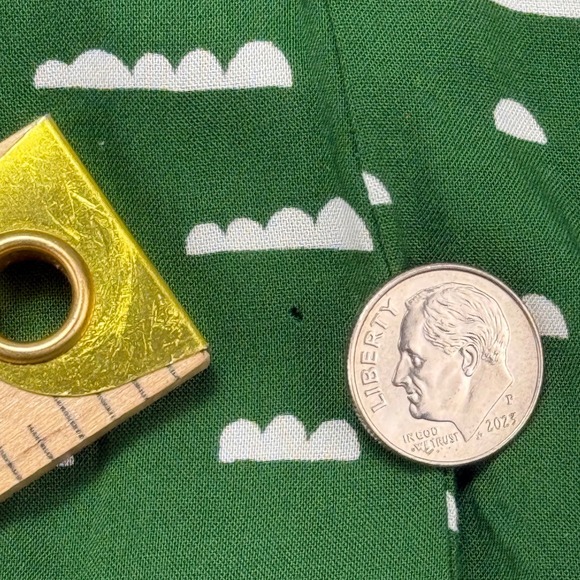 Maeve Anthropologie Green White Cloud Print Tie Neck Blouse Size Small **Read - Picture 7 of 9